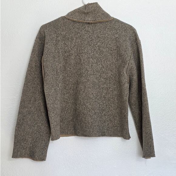 Zara Textured Weave Sweatshirt in Mink Marl Pullover Sweater Mockneck Turtleneck - Picture 4 of 10
